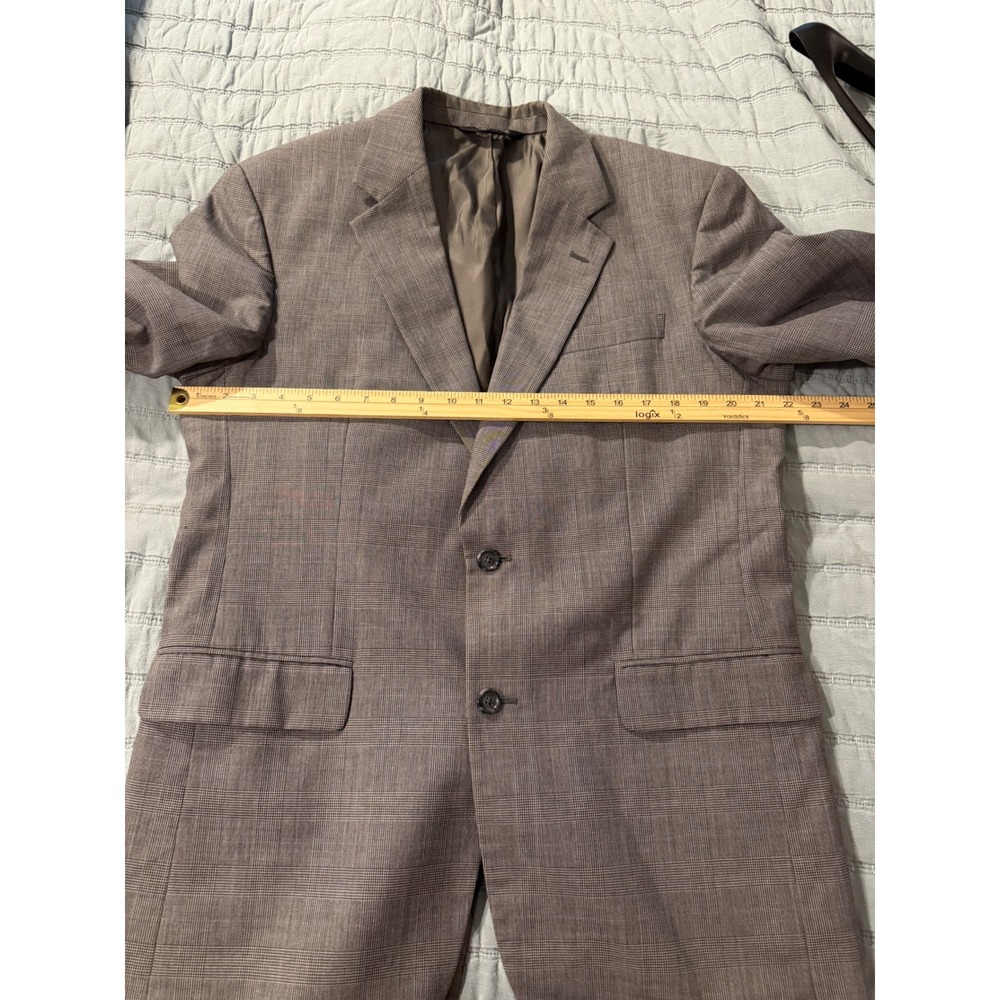 Jos. A. Bank Mens 42L Grey Glen Plaid 100% Wool 2-Piece Suit Pleated Pants 36L - Picture 6 of 12